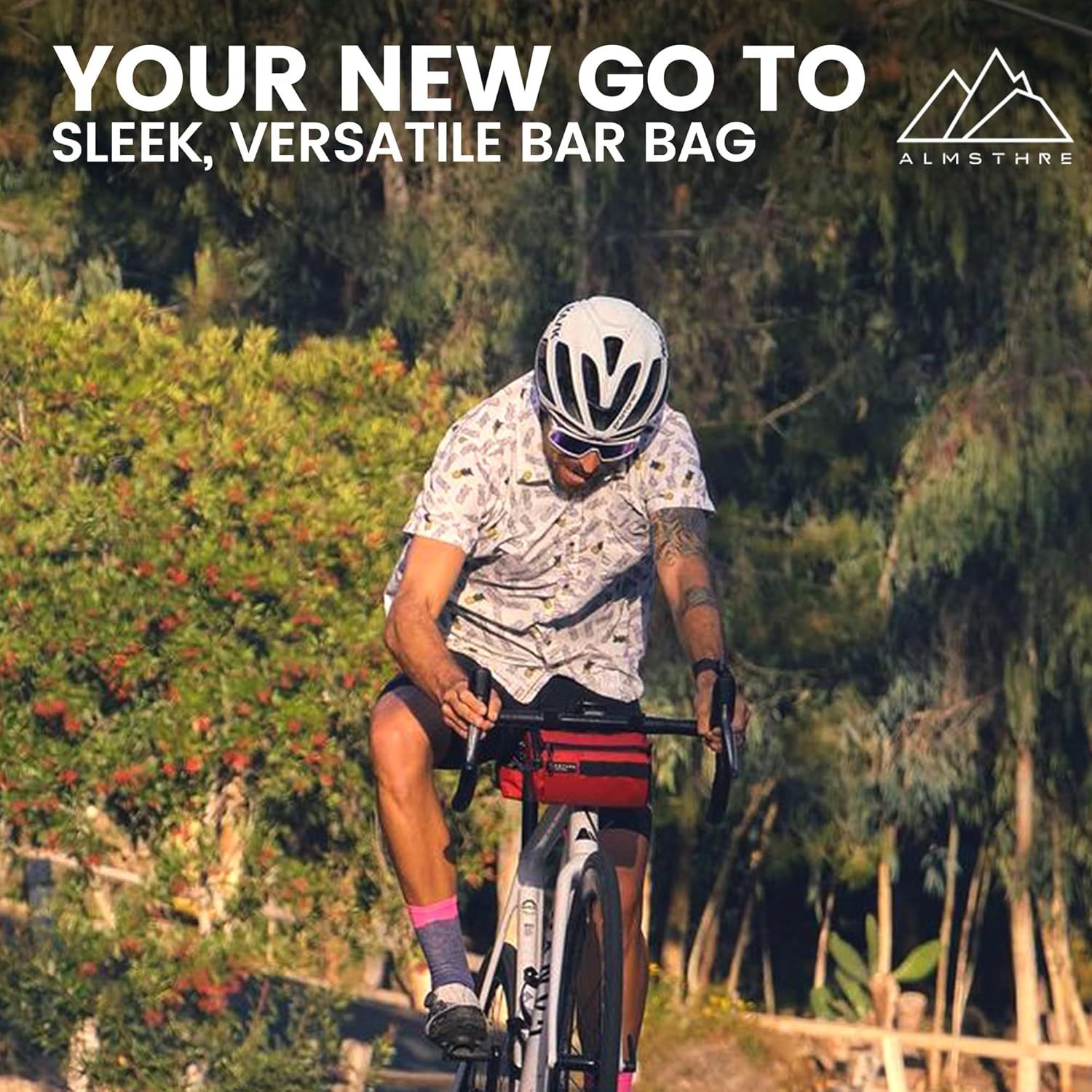 ALMSTHRE Signature Bar Bag – Rust Red | Hard-Shell Bike Handlebar Bag with Waterproof Zippers & Adjustable Straps | Lightweight Bicycle Handlebar Bag, Compatible with Road, Gravel & MTB Bikes - Image 5