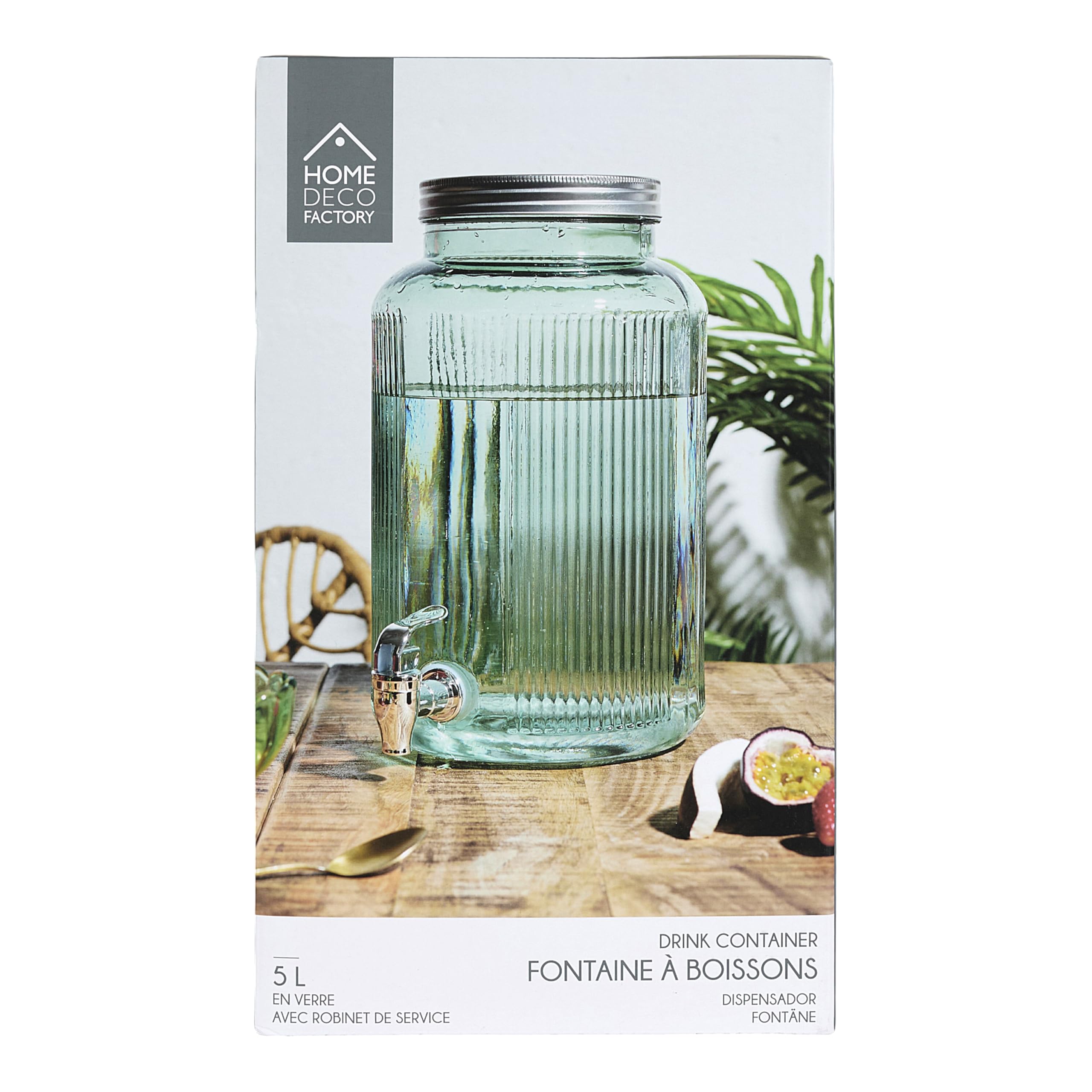 Cook Concept, KA0495, Fontana in Vetro Colorato per Drink e Aperitivi da 5 Litri - Ideale per Cocktail, Birre e Succhi - Design Elegante e Pratico - Verde, 5 Litri