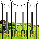 zoegi 4 Pack 10Ft String Light Poles,Light Poles for Outside Lights with Fork,Outdoor Brackets Hanging Lights,Metal Stand for Deck Patio,Backyard,Wedding,Deck,Party