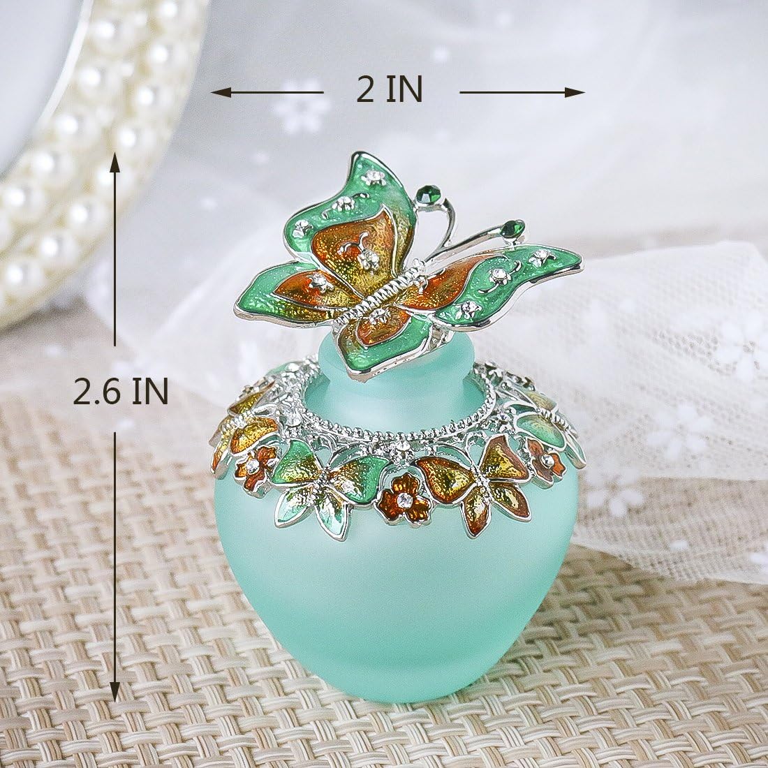 YU FENG Empty Refillable Glass Perfume Bottle,Retro Frosted Butterfly Lid Perfume Bottle (Butterfly) : Home & Kitchen