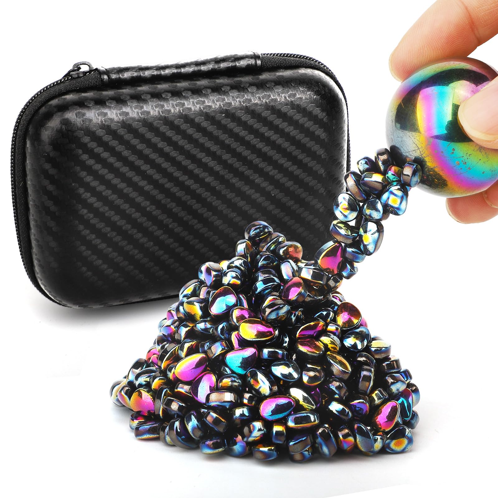 Magnet Stone Ferrite Putty with 2 Big Magnet, Smooth Magnetic Ferrite Magnet Rock Ball Fidget Toy Science Kit, Office Desk Toy Decoration Gift for Adults