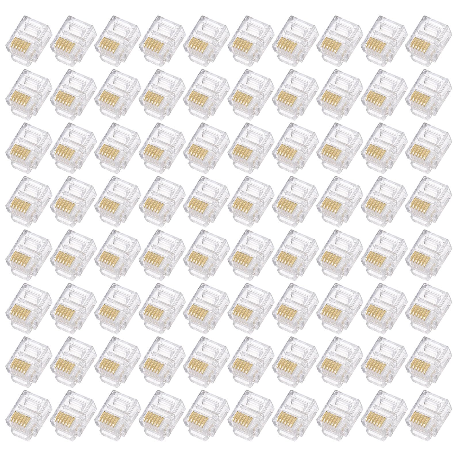 uxcell Telephone Modular Plug Male RJ11/RJ12 Connectors, Copper Core 6P6C Clear 120pcs