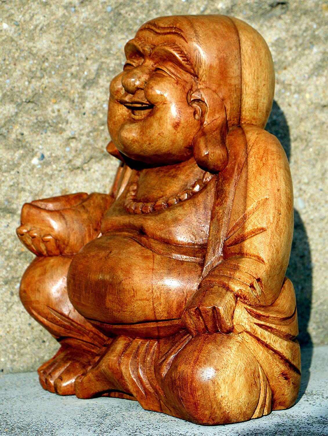 Super schöner 40 cm BUDDHA Happy HOLZ BUDDA FENG SHUI Bali Buda BH40