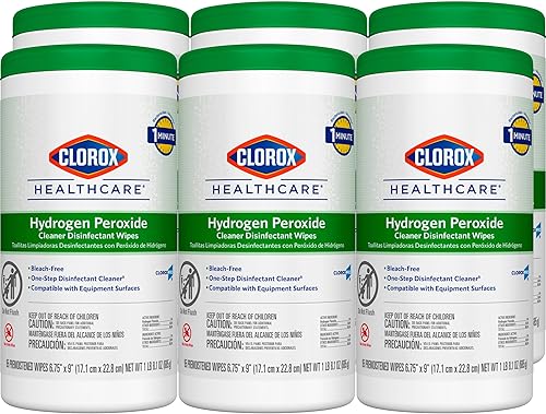 Miniatura 9 de Clorox Healthcare Toallitas desinfectantes limpiadoras de peróxido de hidrógeno, 6.75 x 5.75 pulgadas, 155 unidades, paquete de 6 (el paquete puede