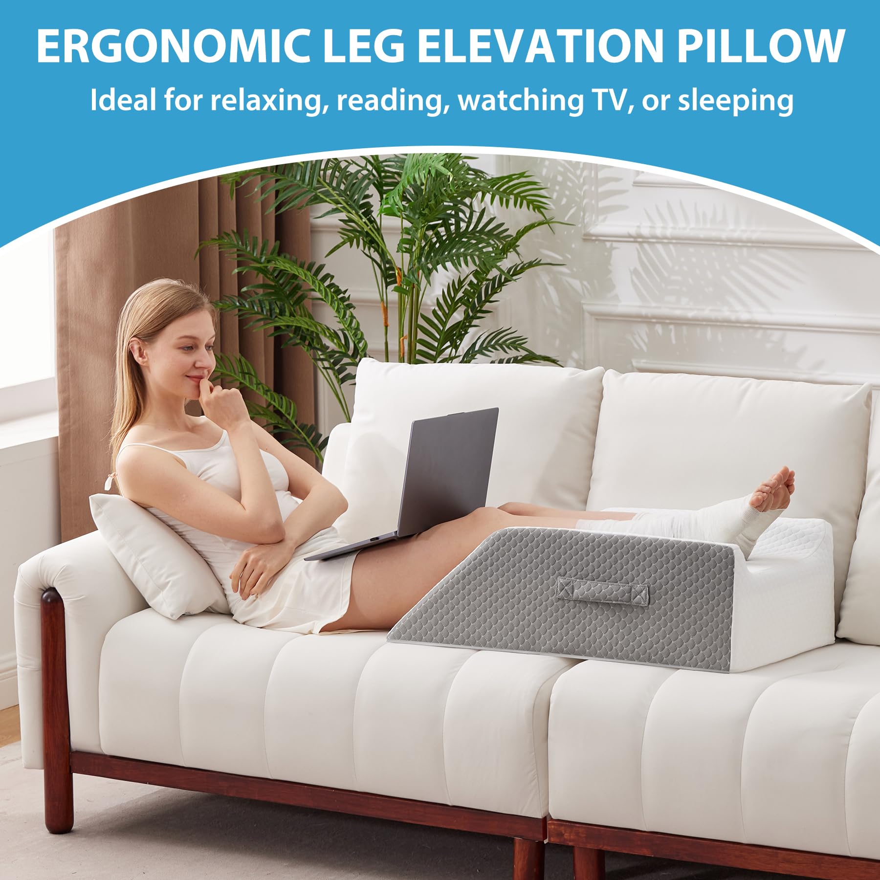 Almohadas de doble elevación de piernas para después de la cirugía, almohada de espuma viscoelástica, almohada de elevación de piernas, circulación sanguínea, almohada de rodilla almohada de cuña para