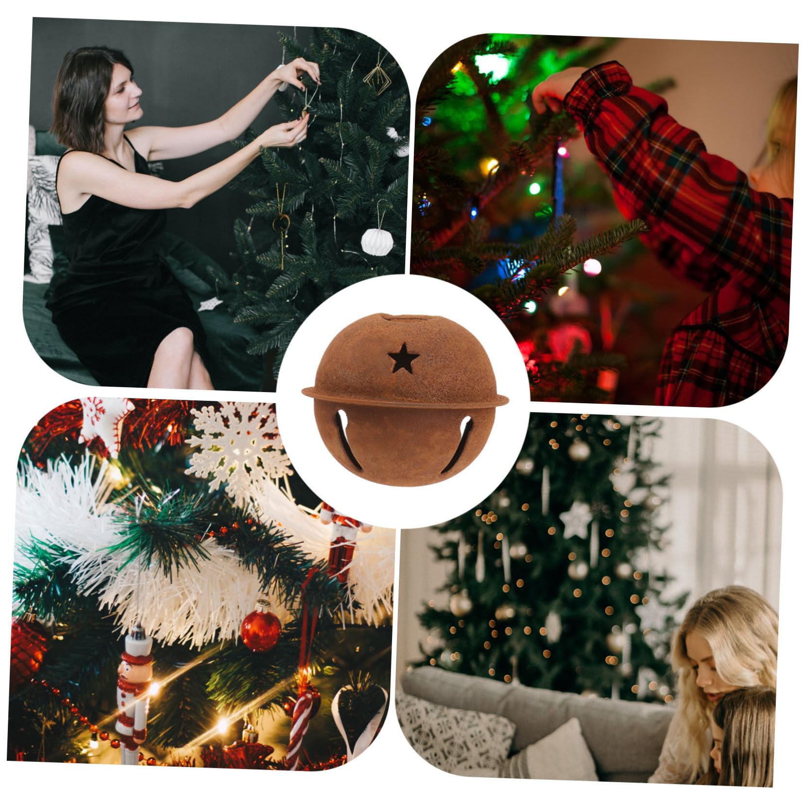 12pezzi Campanelli Natale in Metallo Arrugginito Forma Di Stella Per Decorazioni Di Alberi Di Natale Matrimoni e Creazioni Artigianali