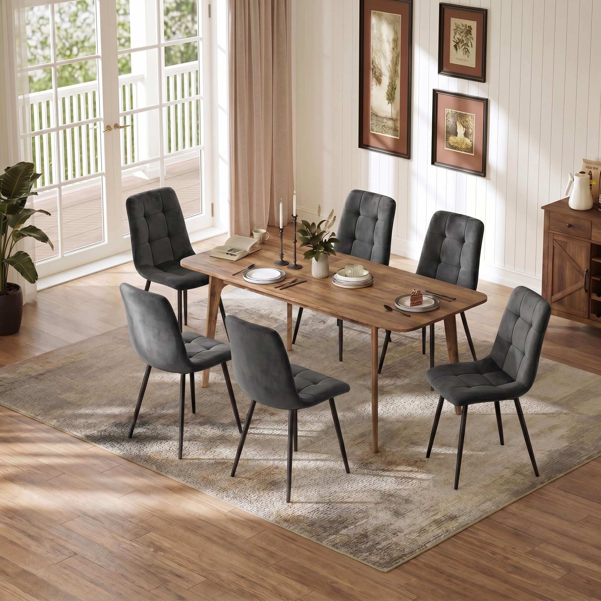 Sillas de Comedor Pack de 4 Tela de Terciopelo