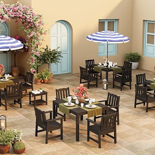 Miniatura 2 de Stoog Juego de 2 sillas de patio para todo tipo de clima, sillas de comedor al aire libre con respaldo curvo, silla de jardín de soporte de 400