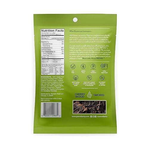 Miniatura 3 de PREVAIL - Sin gluten  Apto para dieta cetogénica  Sin soja  Paquetes de bocadillos de carne de res alimentada con pasto  Cecina de res a granel