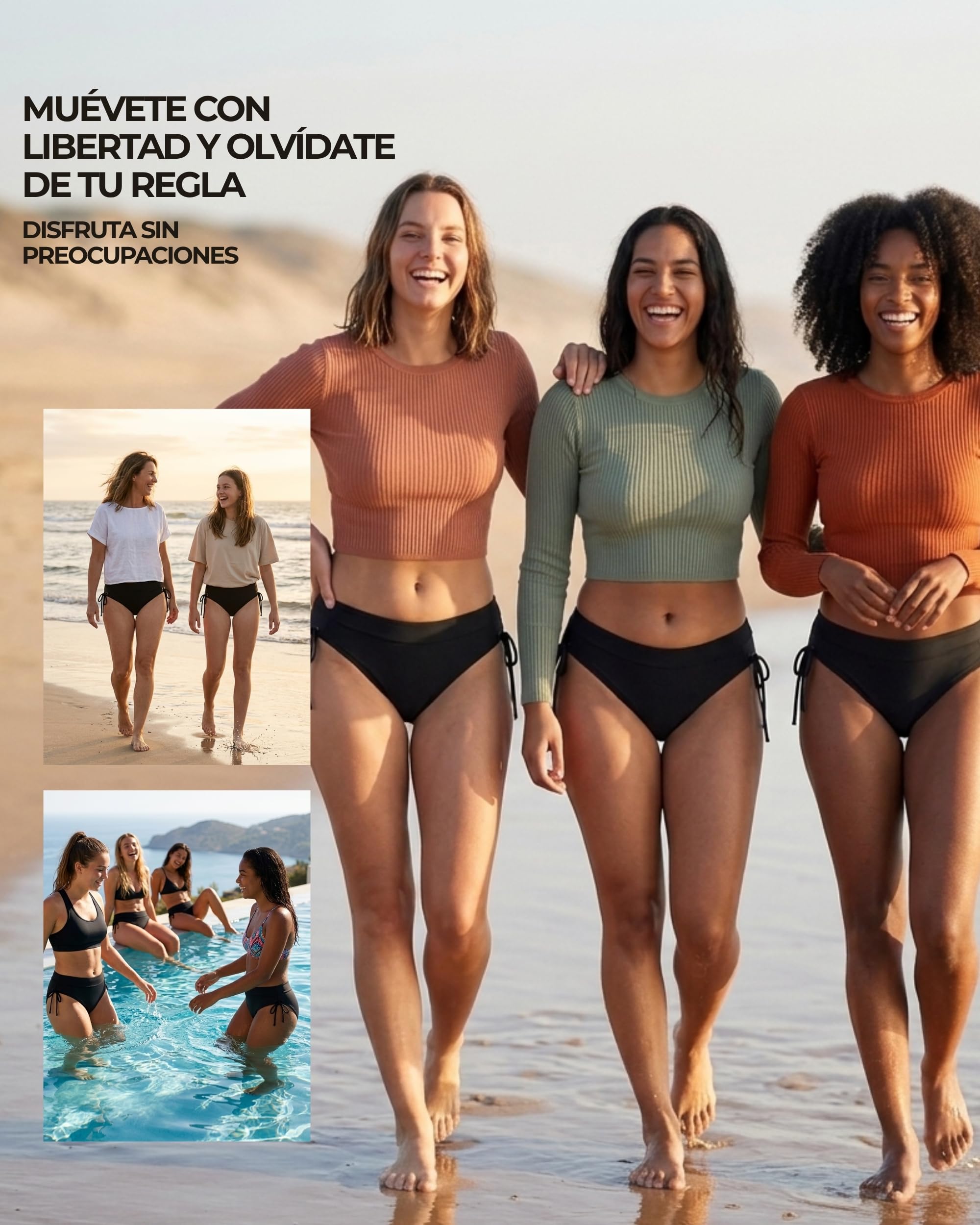 Bañador Menstrual Niñas & Mujer | Tecnología AquaSecure | Braguita de Baño para Flujo Ligero a Medio | Adolescentes 10-16 Años y Mujer | Bañadores Menstruales Piscina y Playa | Ecológico y OEKO-TEX