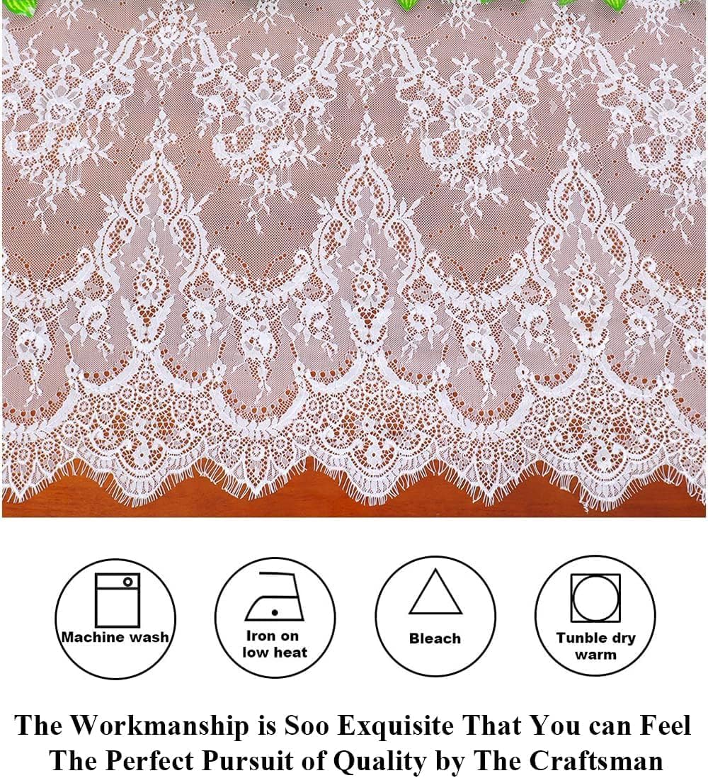 Pardecor White 2-Pack Lace Tablecloths 60x120 - Elegant Wedding Lace Table Netting Overlay for Halloween, Birthday, Parties Decorations