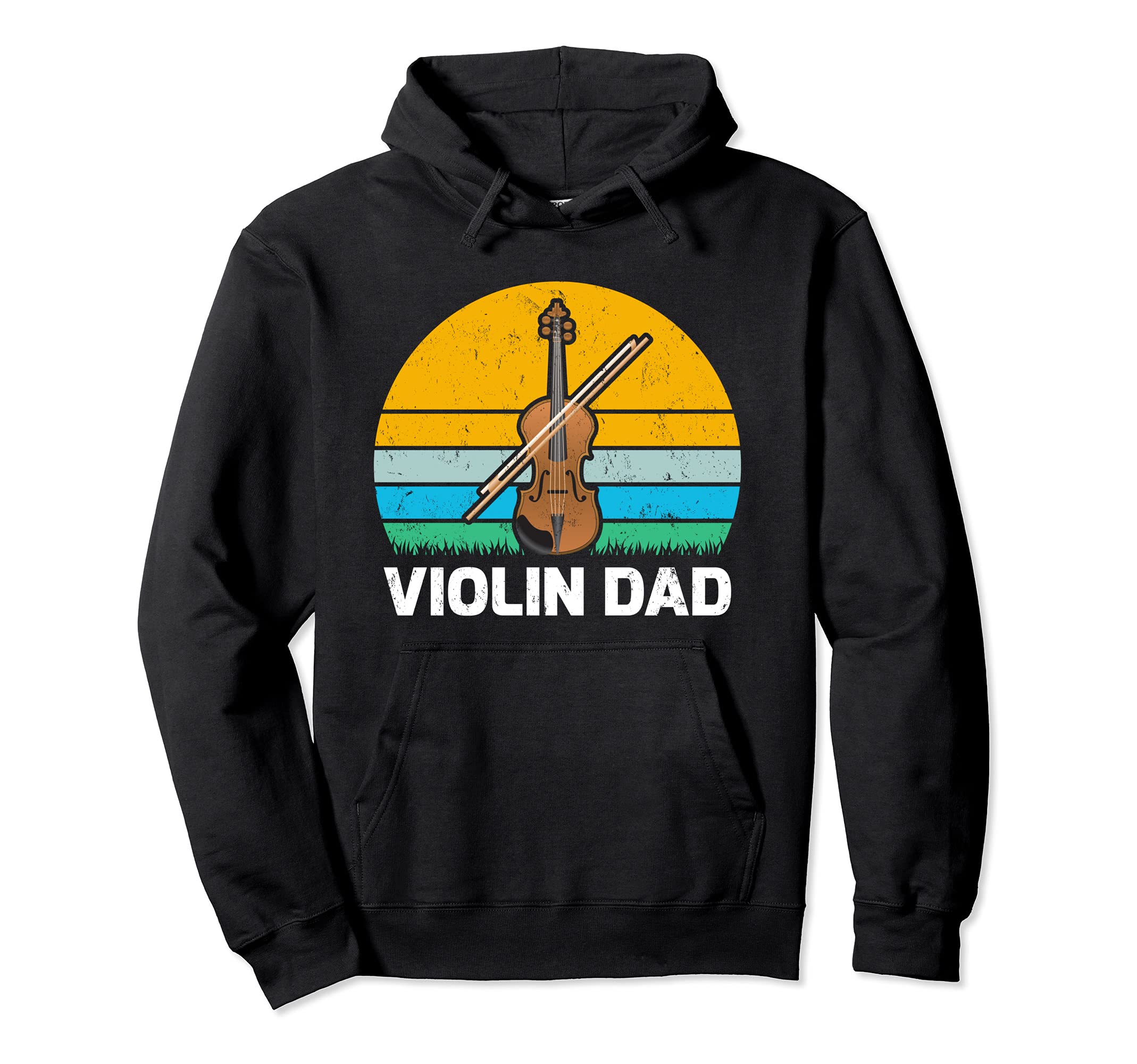 Violin Music Lover Vintage Violin Dad Father's Day Pullover Hoodie, Black