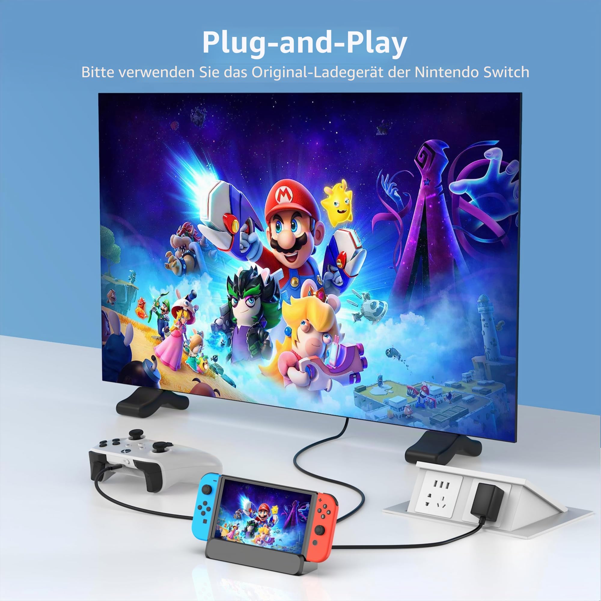 RREAKA für Nintendo Switch 2 Dock Station, tragbar 4K@60Hz HDMI-TV-Docking-Station mit HDMI-Kabel im Lieferumfang, USB-/Type-C-Anschluss, Ersatz für Switch 2 NUR