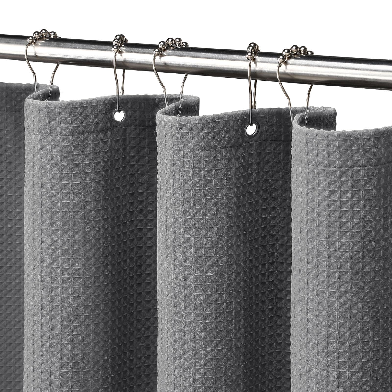 NDDYCU Grey Waffle Shower Curtain, Weighted Waterproof Shower Curtain for Bathroom 183x183cm