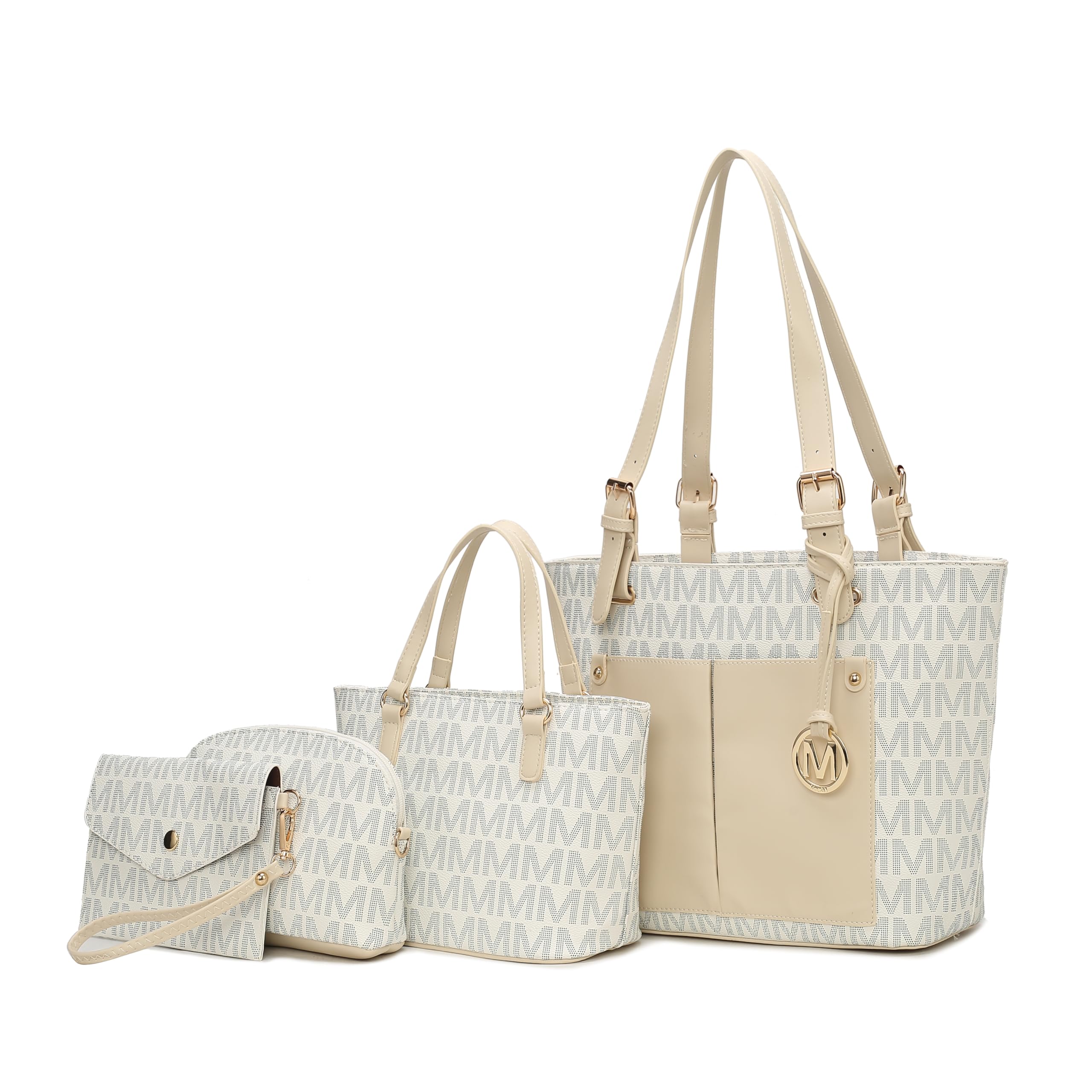 MKF CollectionMKF Collection Tote Bag for Women, Shoulder Handbag & Wristlet Pouch Purse Top Handle Vegan Leather 4Pcs Set Pocketbook