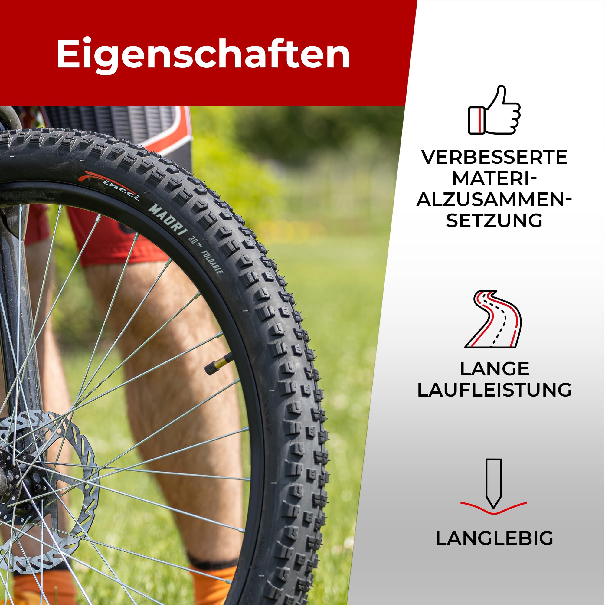 Fincci 27,5 Zoll MTB Reifen Set 60-584 – 2X Faltreifen 27.5 x 2.35 – Mountainbike Mantel für Gelände und E-Bike – 1mm Pannenschutz & 5mm Profiltiefe – Kompatibel mit MTB, Hybrid & Pedelec – Schwarz