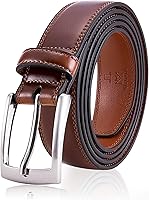 Milorde Men's Handmade Genuine Leather Dress Belt - 100% Cowhide, Classic Single Prong Buckle for Business, Casual & Formal Wear