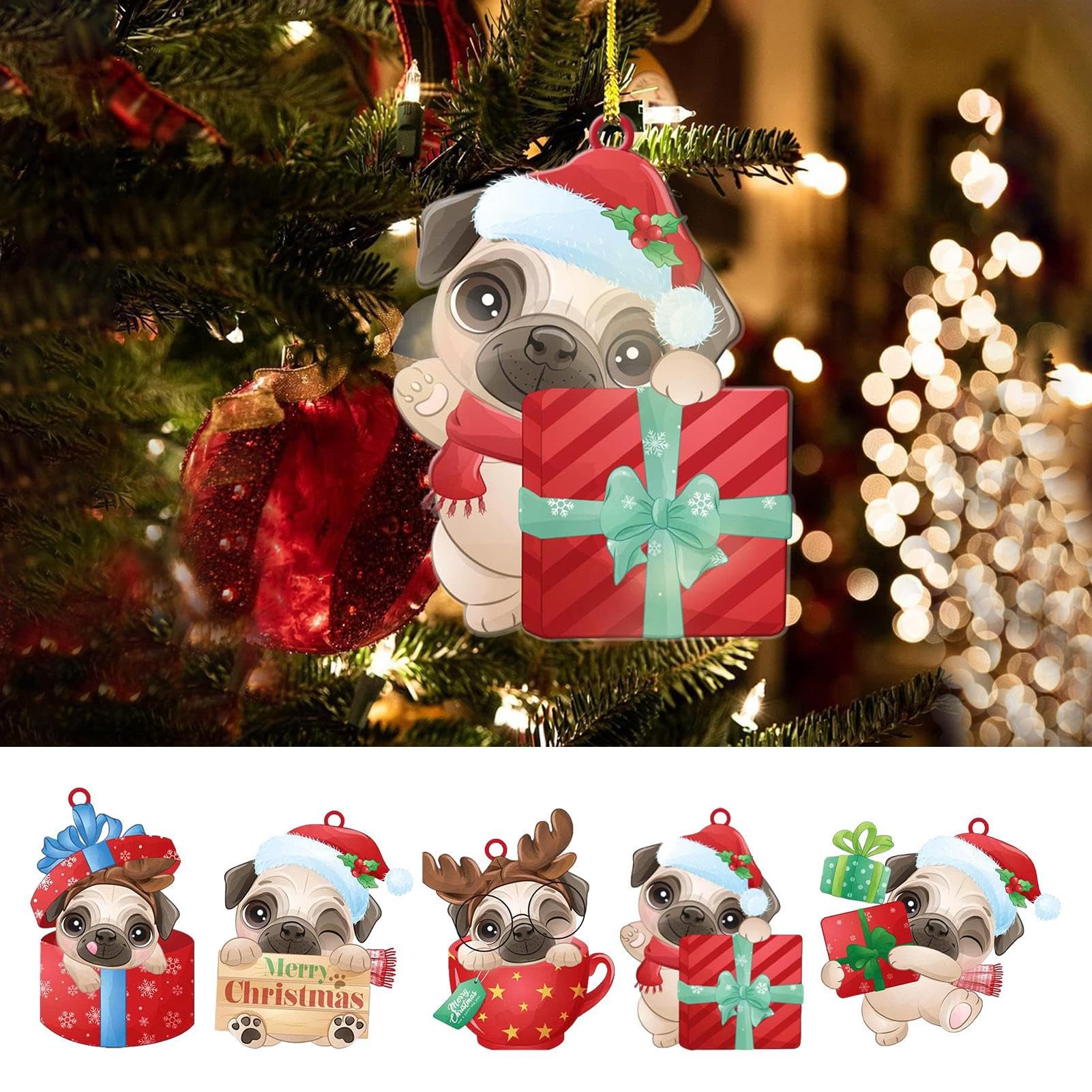 犬 黒パグ クリスマスツリー Xmas オーナメント アクリル製 Amazon.co.jp: 犬のクリスマスオーナメント - アクリル製