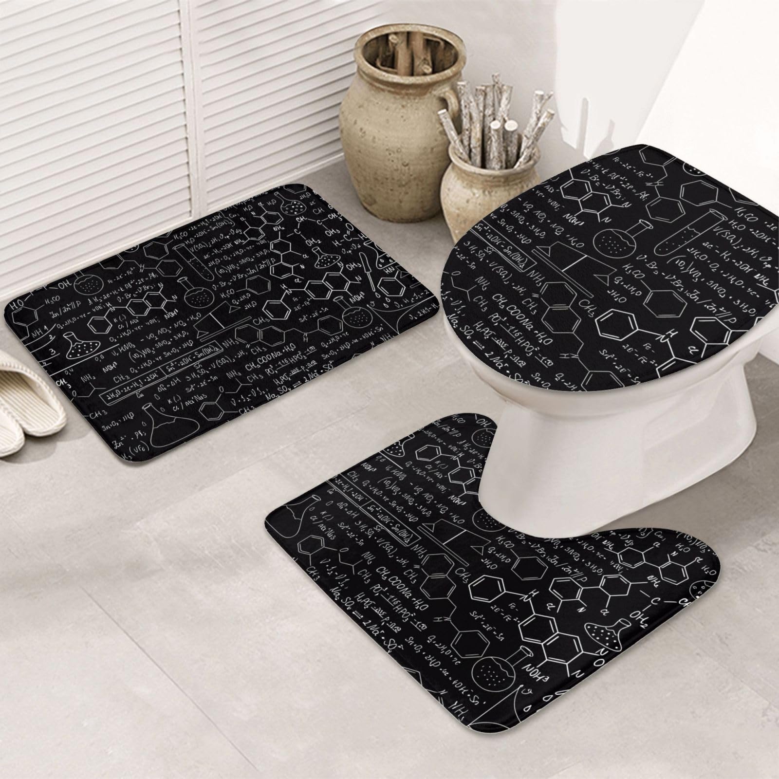 Tapis de contour pour abattant de toilettes et bain en textile doux premium