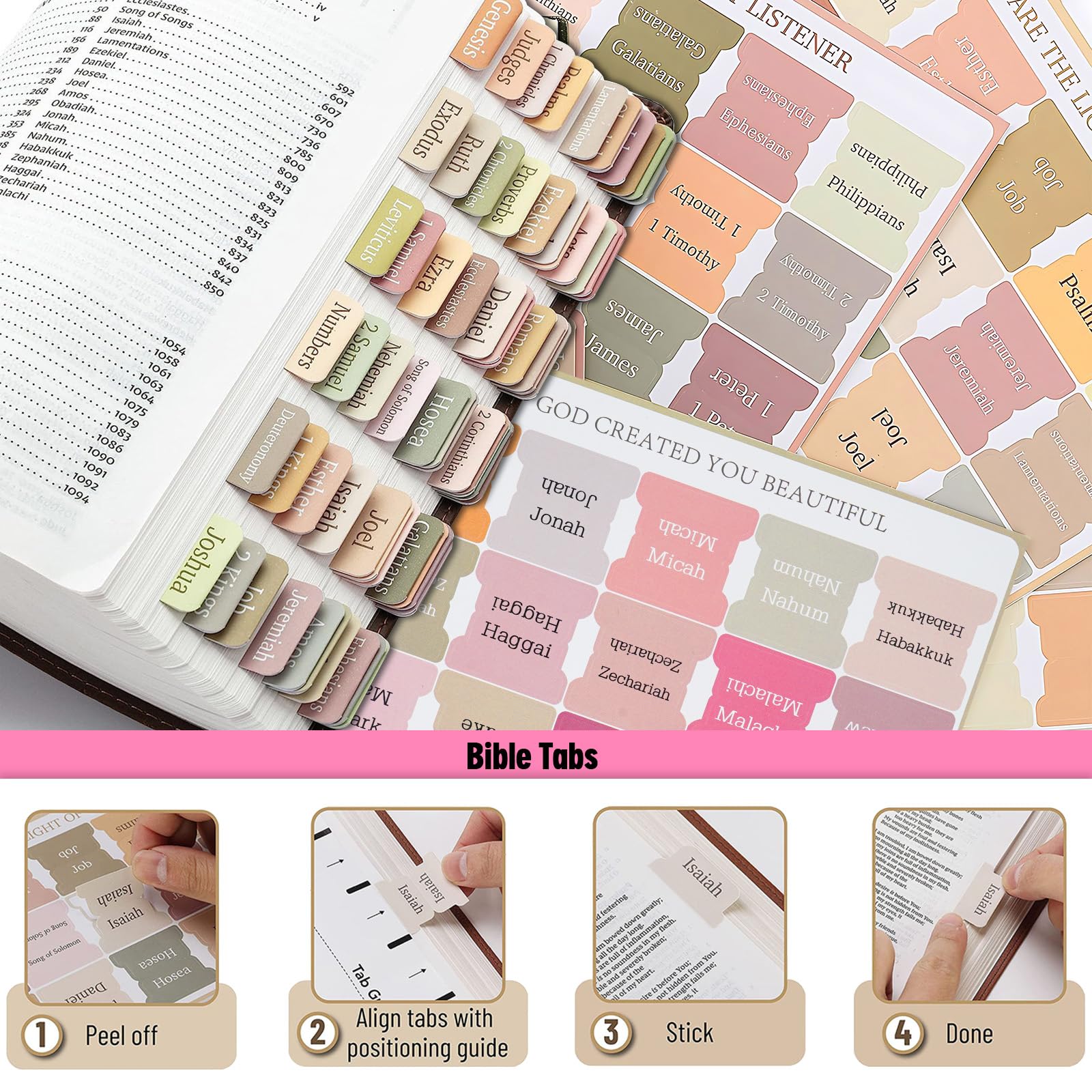 Kooterfun Bibelstudium-Tagebuch-Set, mit Bibel-Textmarkern und Stiften, kein Verlaufen, Notizbuch-Tabs und Stiftetui, Bibeljournaling-Set, Bibelstudium-Werkzeuge, Tagebuch-Set für Frauen,