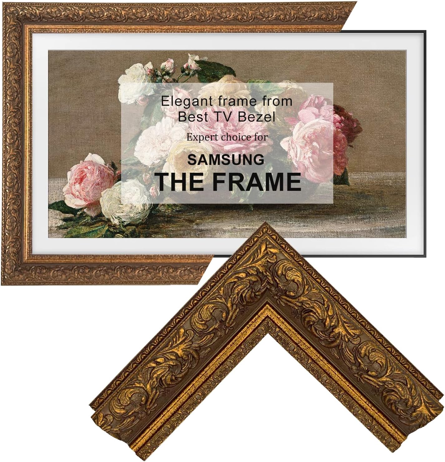 Elegant Vintage-Style Classic Vintage Deep Gold 50" TV Frame - Compatible ONLY with Samsung The Frame TV and Pro TVs (Fits 2021-2026 Models, Model Codes: 50LS03A/B/C/D/FA/FW)