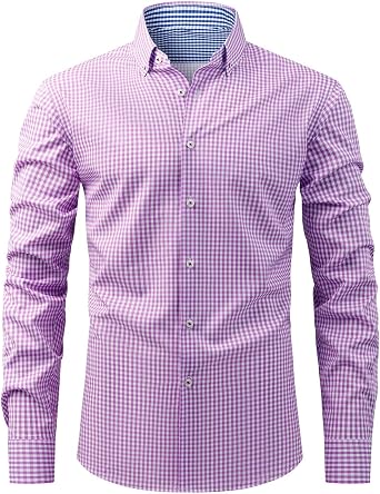 Men Color Block Dress Shirts Button Down Lapel Business Shirts Regular Fit Wrinkle Free Work Tshirt for Teens