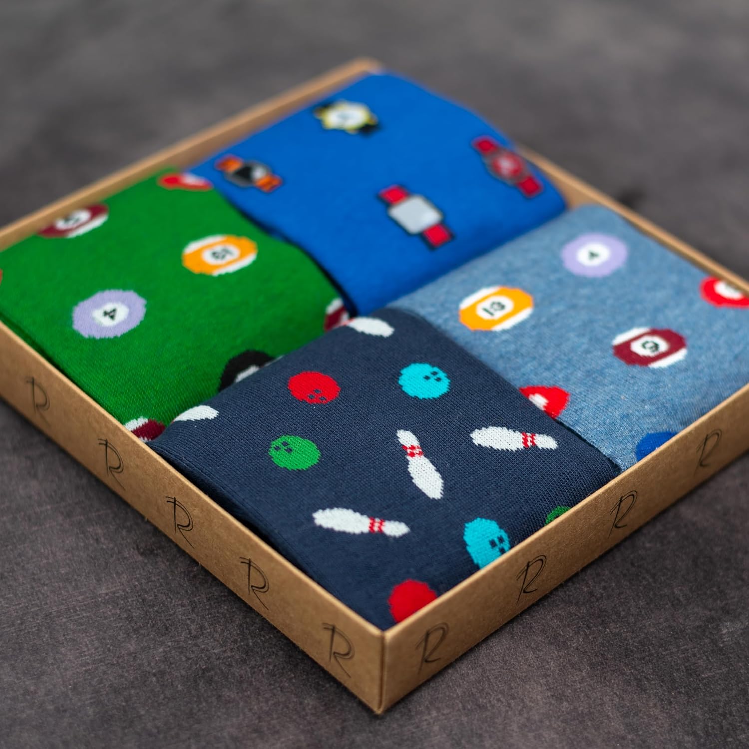 RAFRAY Premium Funky Crew Socks Gift Box Set - Colorful Fun Designs Premium Cotton 2–4 Pairs, Size US 5–11.5 / EU 36–44