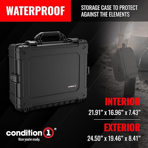 Miniatura 2 de Condition 1 Estuche rígido con espuma, color negro, 25 x 20 x 8 pulgadas, caja seca impermeable de carcasa rígida para almacenamiento de baúl de