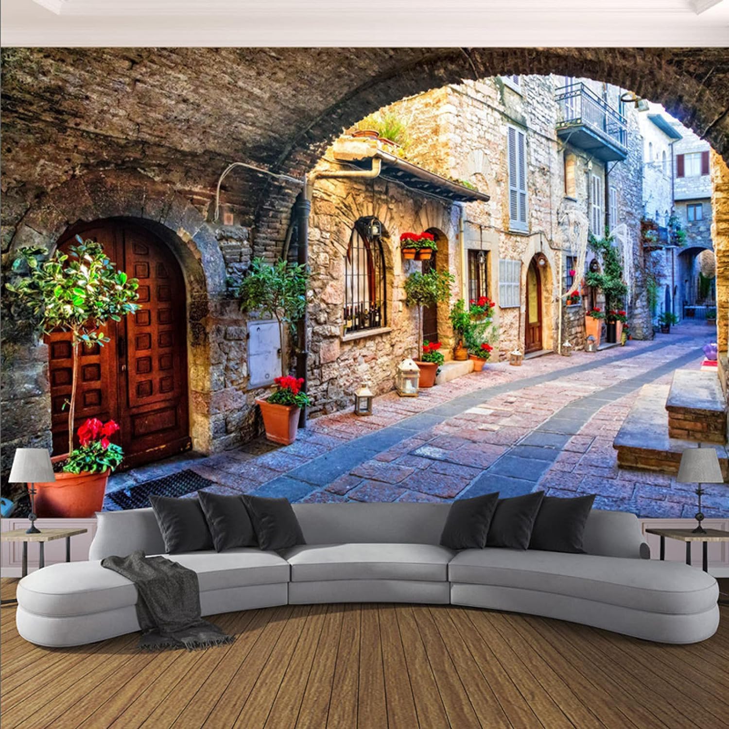Papier Peint Photo 3D de Rue pour Salon et Chambre d'Enfant