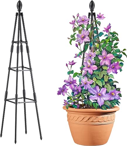 AlisisFores 4 Ft Tower Obelisk Trellis for Potted Climbing Plants,