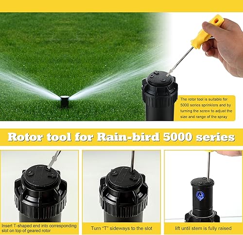 Miniatura 4 de Paquete de herramientas de aspersor para reparación de riego, compatible con el rotor Hunter MP, PGP, Rain Bird serie 5000, ajuste del rotor y