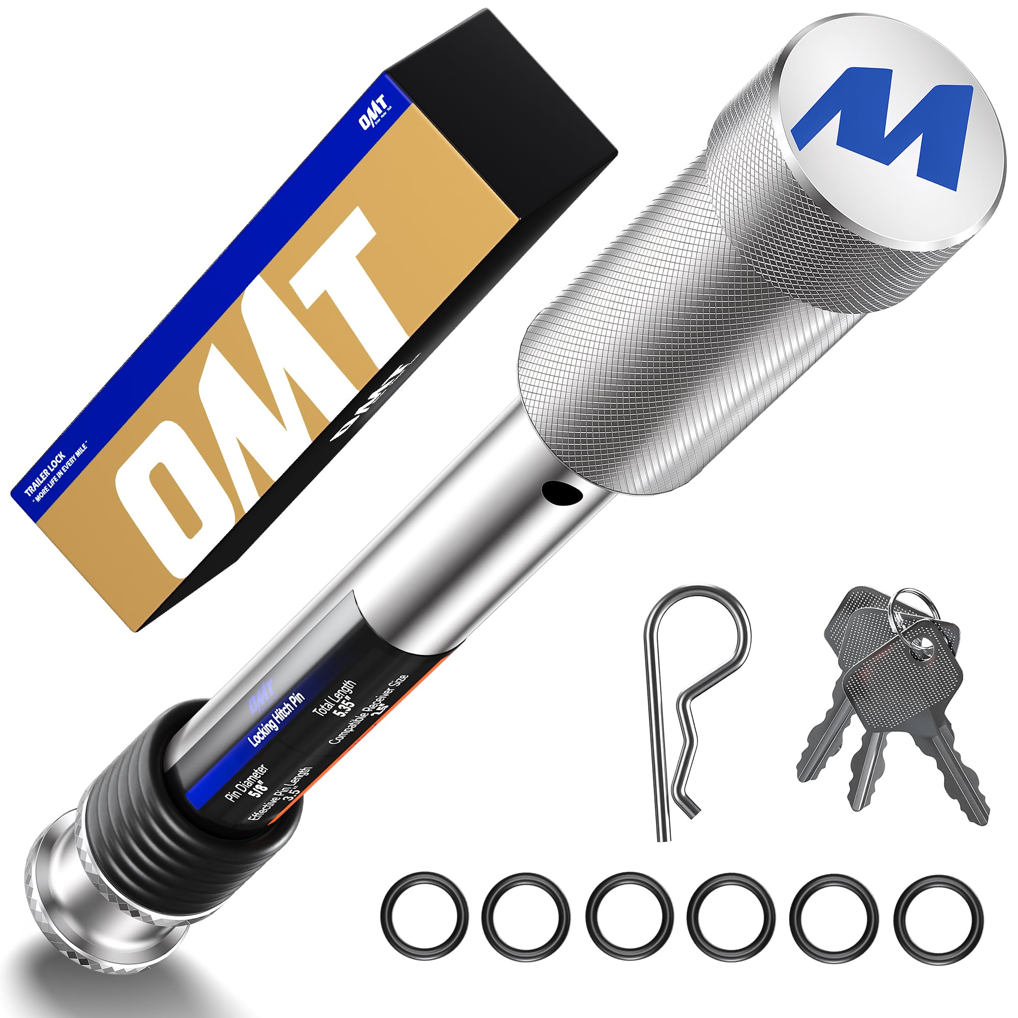 OMT Locking Hitch Pin Set with 5/8" Pin for 2 &amp; 2.5 Receiver