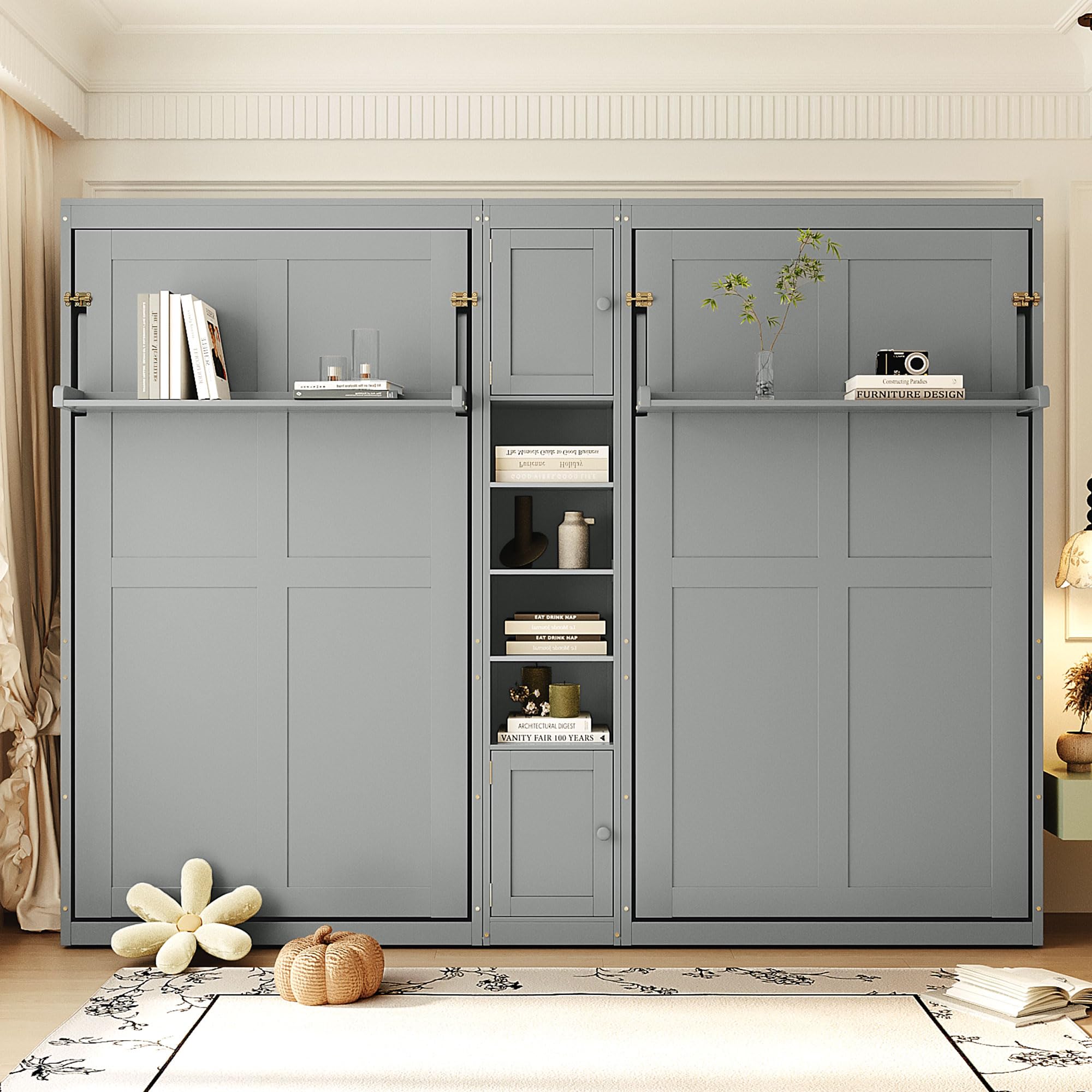 Diagram showing dimensions of the MERITLINE Dual Twin Murphy Bed