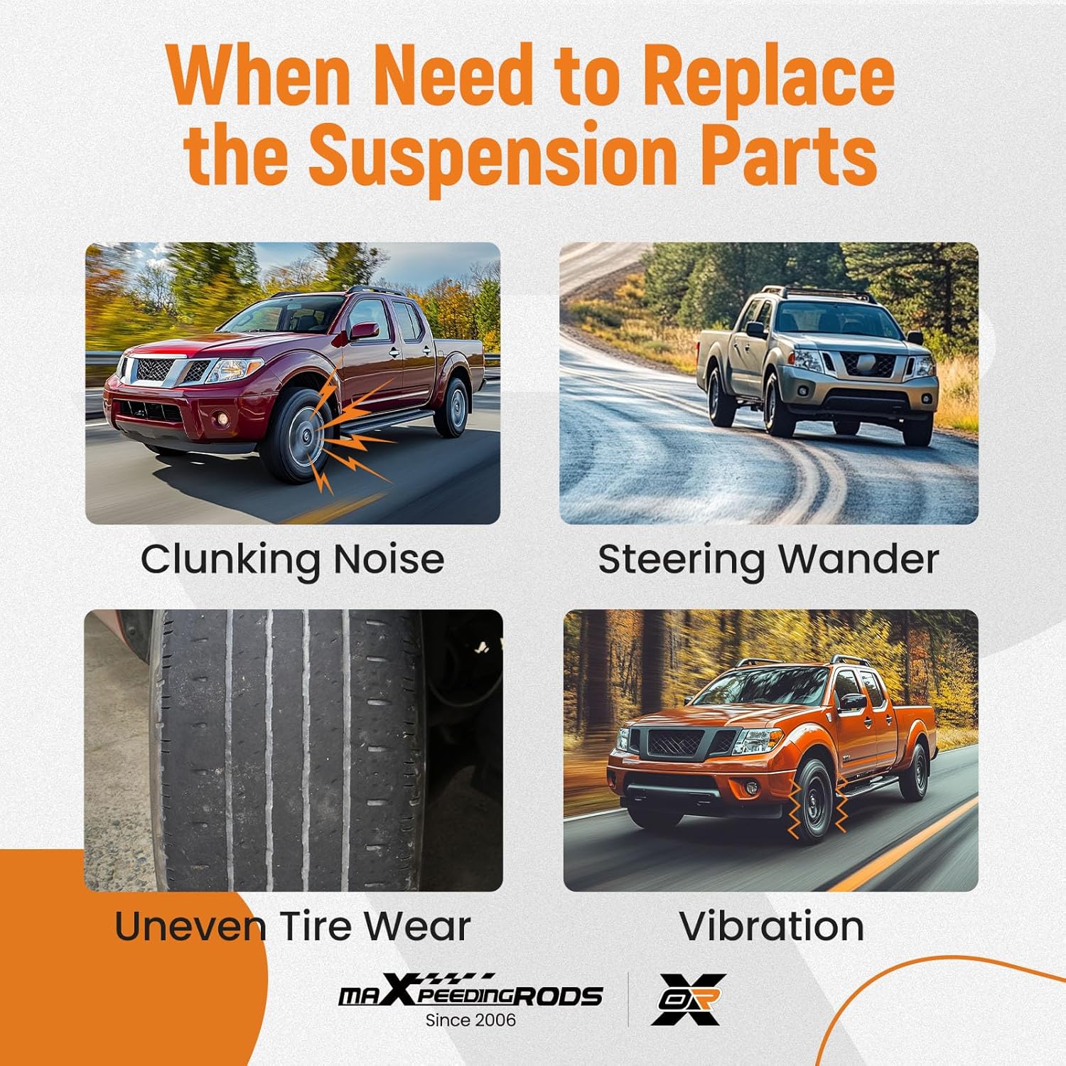 maXpeedingrods 10Pcs Front Upper Lower Control Arms Suspension Kit for Nissan Pathfinder 2005-2012, Frontier 2005-2018, Xterra 2005-2015, Sway Bar Links Outer & Inner Tie Rod