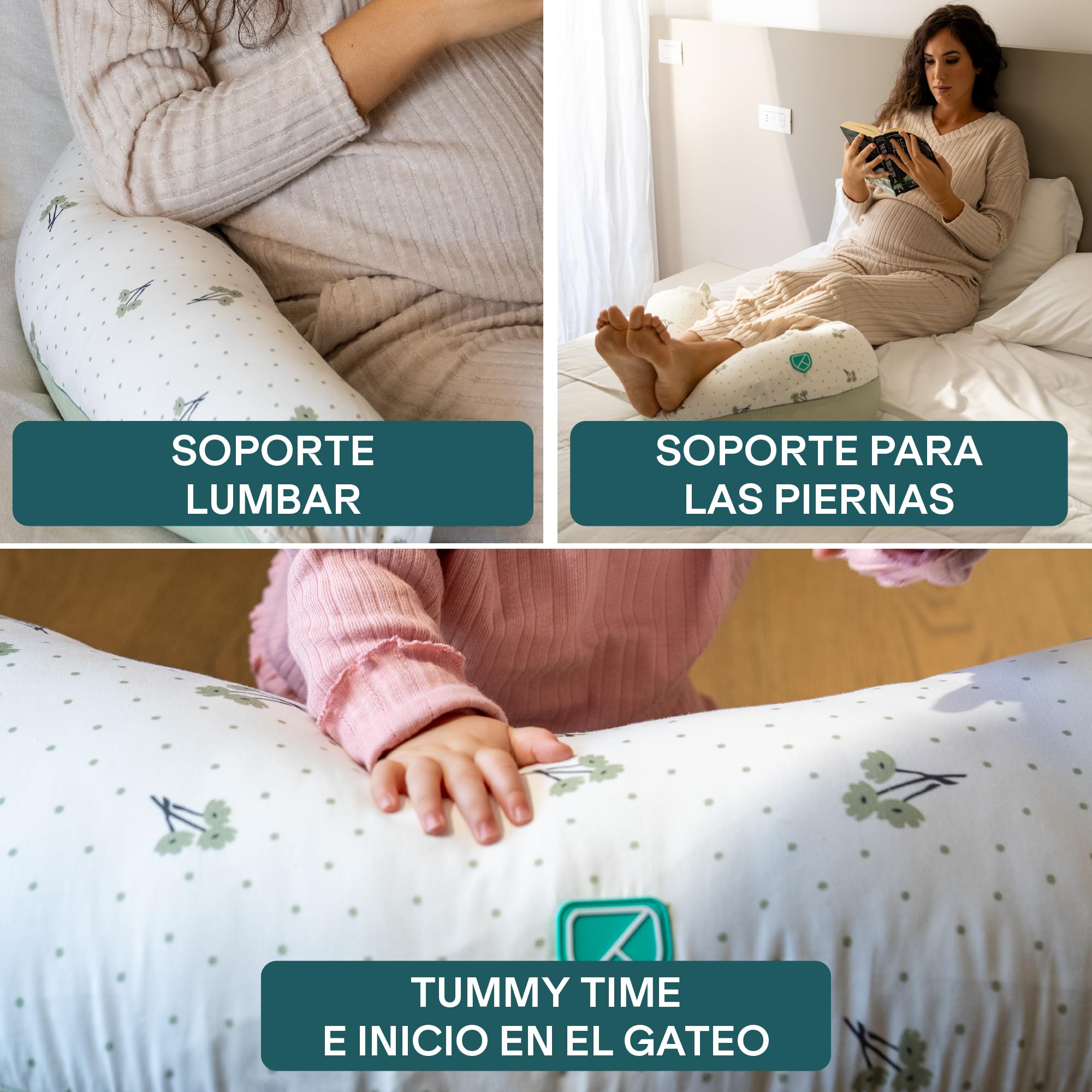 KOALA BABYCARE Cojin Lactancia Bebe y Almohada Embarazada para Dormir XL - Cojin Embarazada Multifuncion Funda Intercambiable 100% Algodón Desenfundable y Lavable