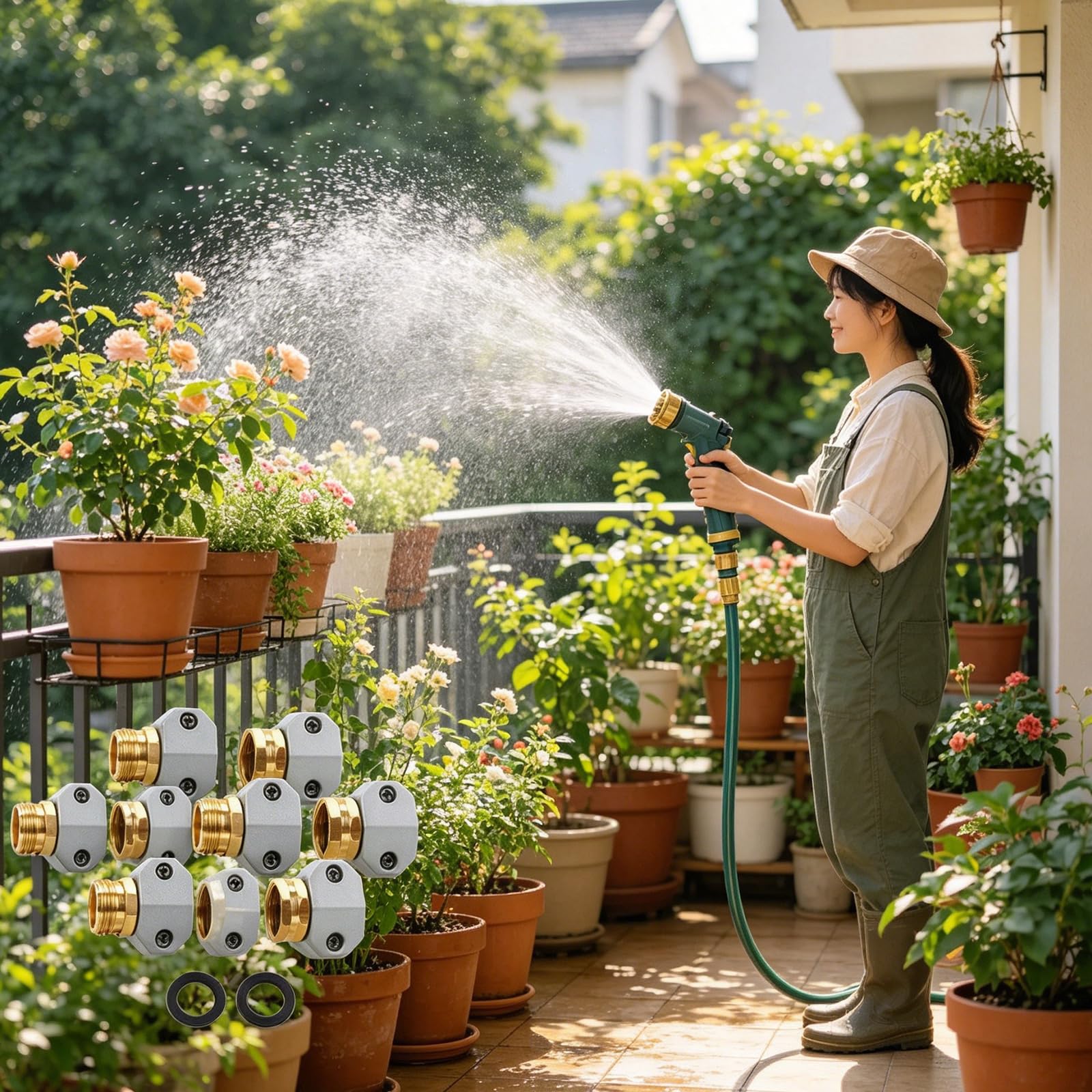 Generisch 3 Stück Schlauchkupplungen aus Aluminiumlegierung, Gartenschlauch Endausbesserer für Gartenarbeit Freien und Rasenpflege, rostfreier Verbindungsverbinder