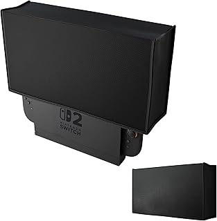 East Leaf スイッチ2 ドック用 ダストカバー 防塵 撥水 布/メッシュ/透明 選べる4色 Joy-Con装着のままカバー可 28.8×14.8×6.5cm 黒