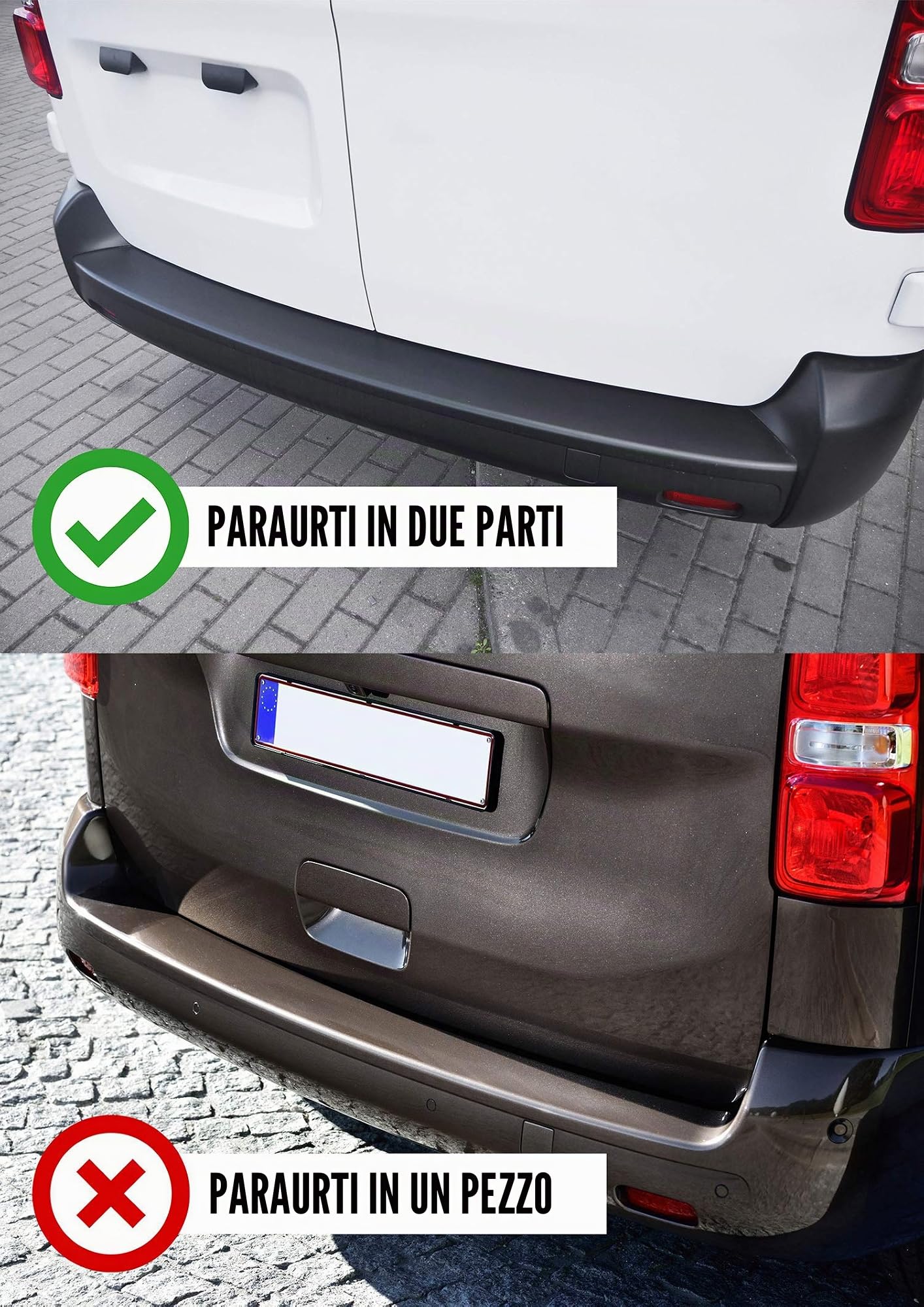 Chromemaster | Protezione paraurti Posteriore | Compatibile con Citroen Jumpy XL dal 2016+ | Plastica ABS, nero opaco | Protezione paraurti protegge la vernice del paraurti dai graffi
