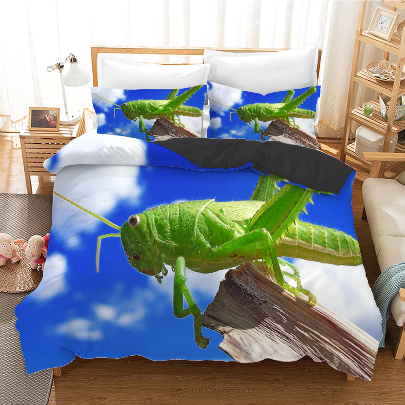 Housse de couette 160x200 avec fermeture éclair pratique en microfibre de 110g