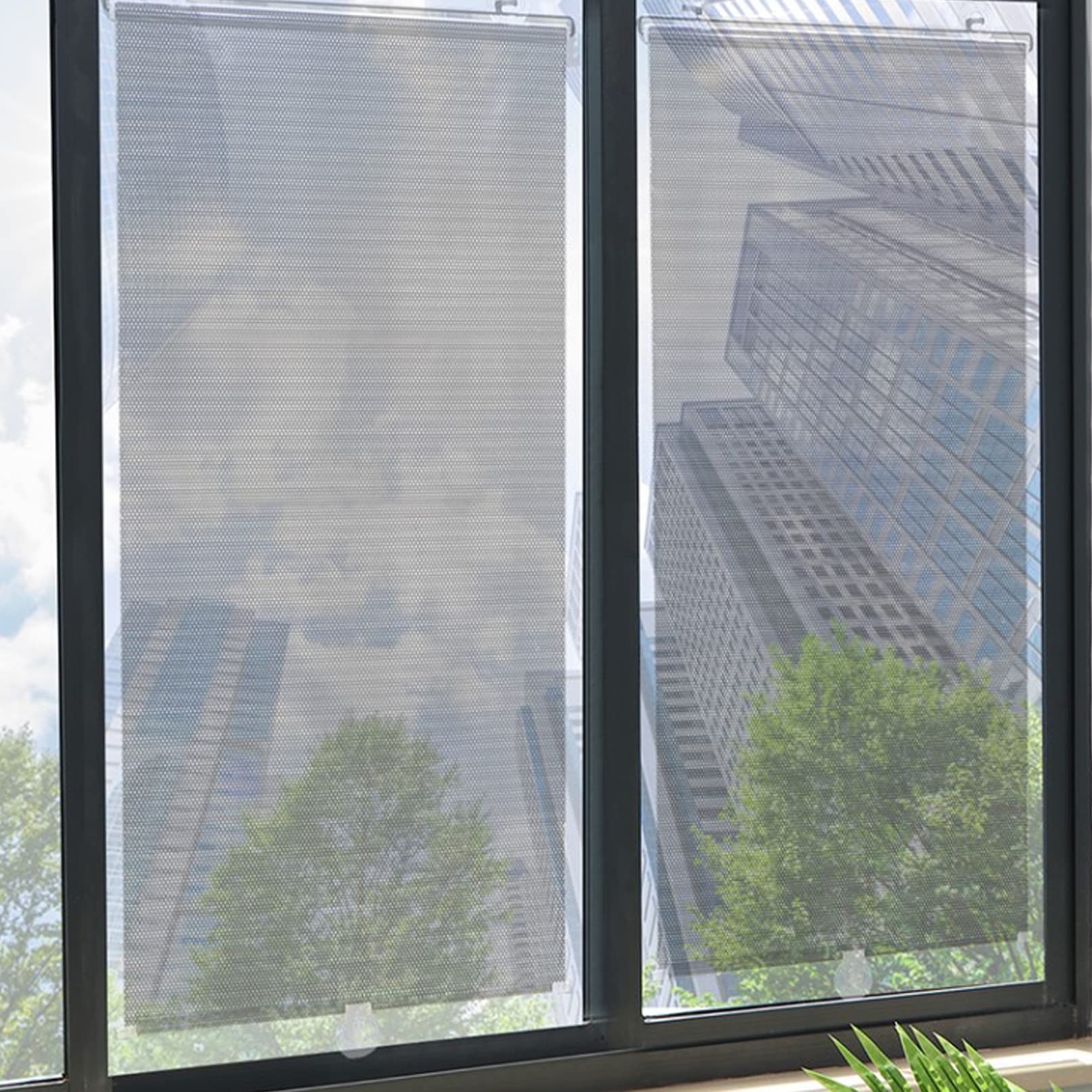 Persiana enrollable retráctil con ventosas, sombrilla de ventana portátil, sombrilla de película aislante de calor, cortinas opacas fáciles de instalar adecuadas para baños, hogares, oficinas y automó