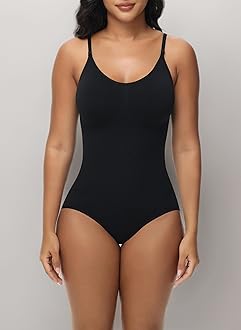 Women Shapewear Bodysuit Tummy Control Seamless Sculpting Adjustable Straps Body Shaper