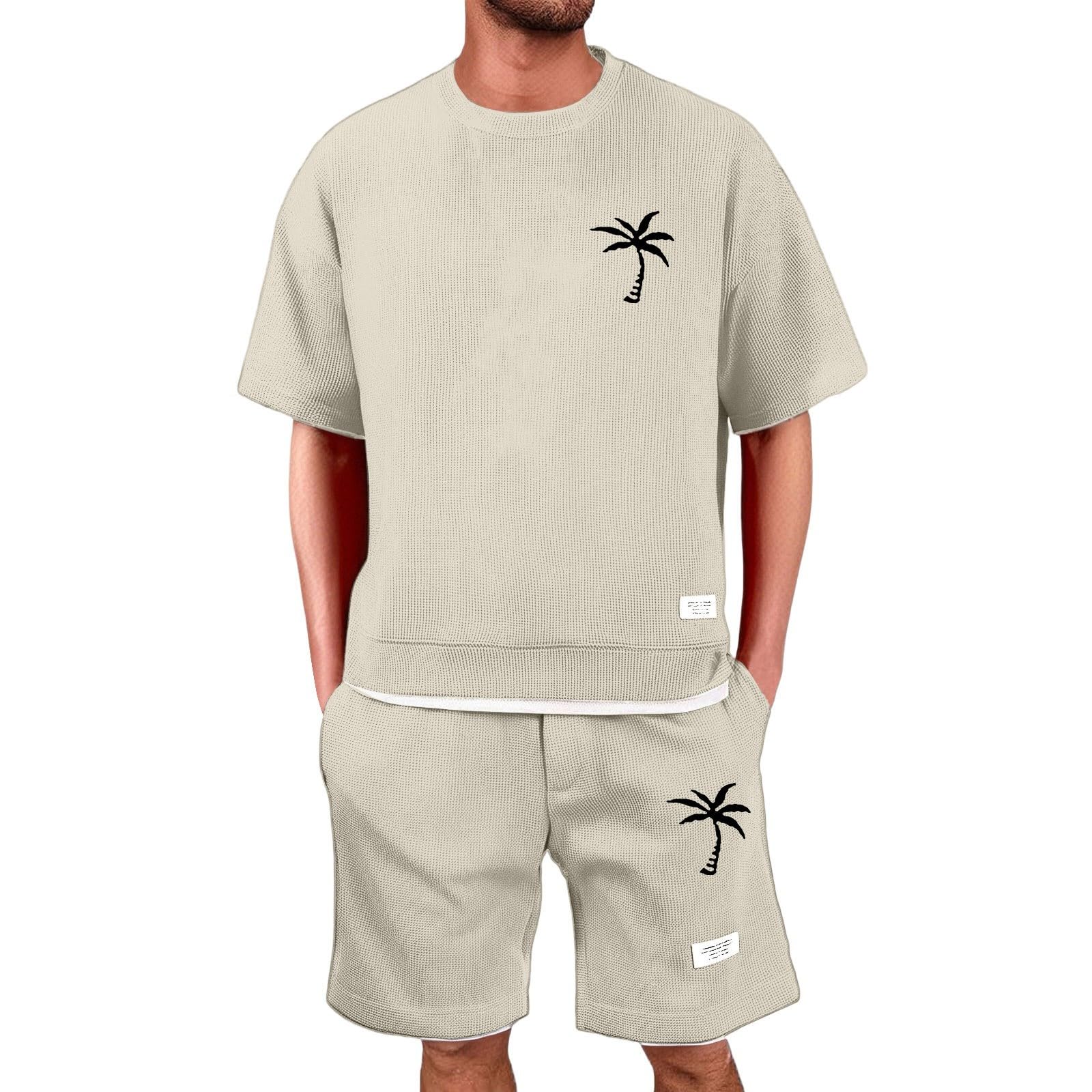 Hanraz Sommer Outfit Herren T Shirt Und Hose Set - Hausanzug Old Money Style Casual Rainingsanzug Business Elegant 2-Teiler Activewear Baggy Kurz Gym Zweiteiler