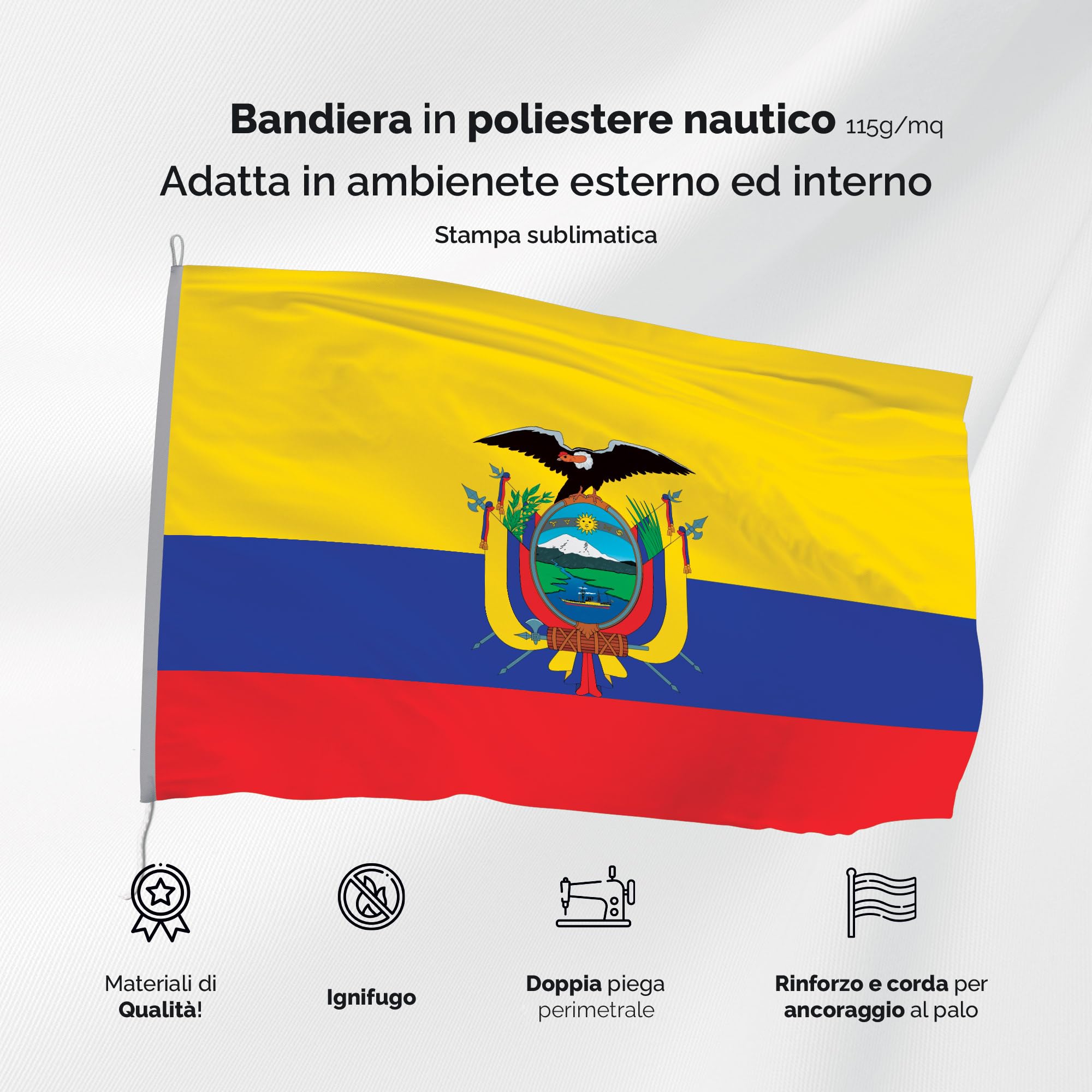 Bandiera Ecuador Tessuto Nautico 100x150