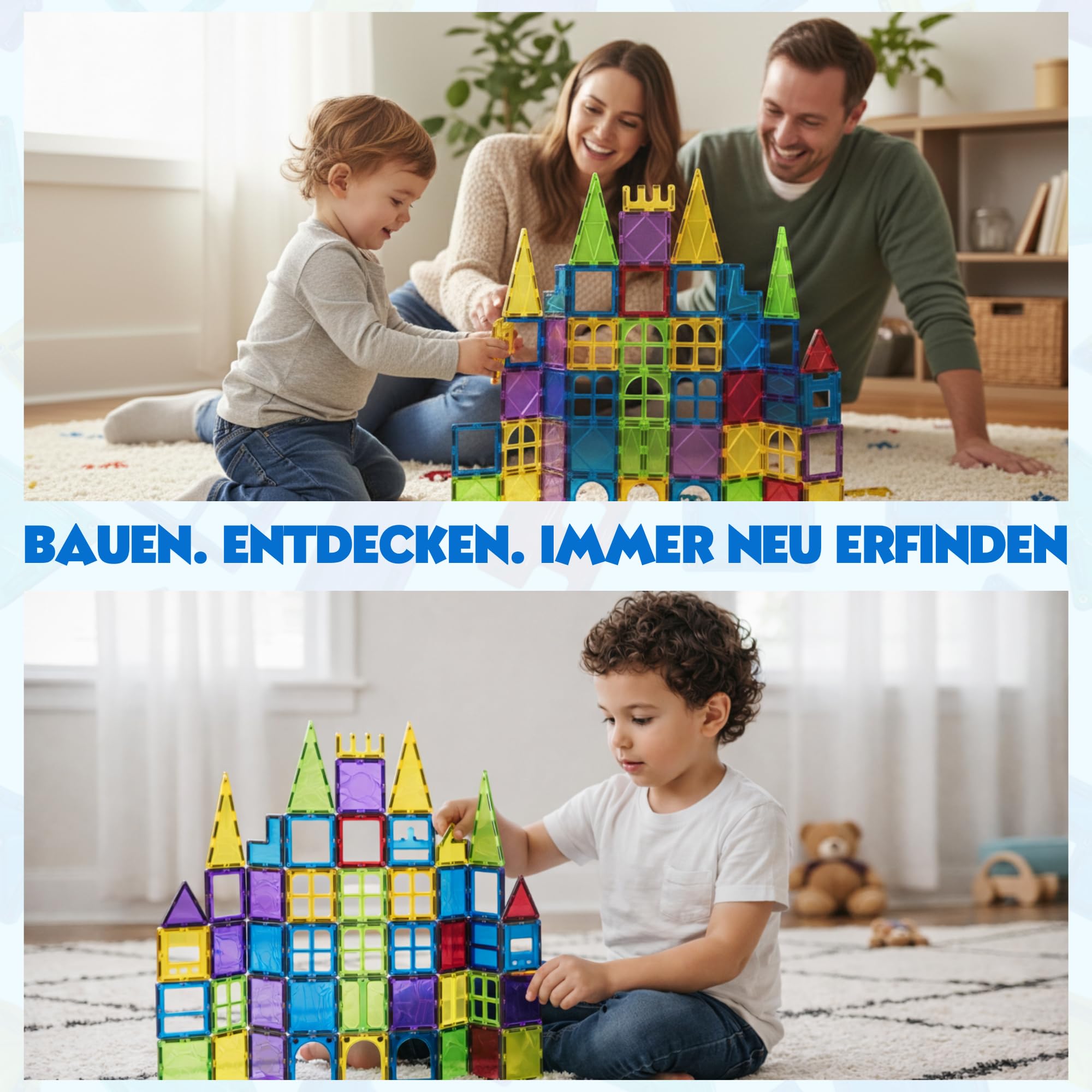KIYARI Magnetbausteine 120 Teile – Große 7,5 cm Montessori Magnet Bausteine für Kinder ab 3 Jahren, fördern Kreativität & räumliches Denken