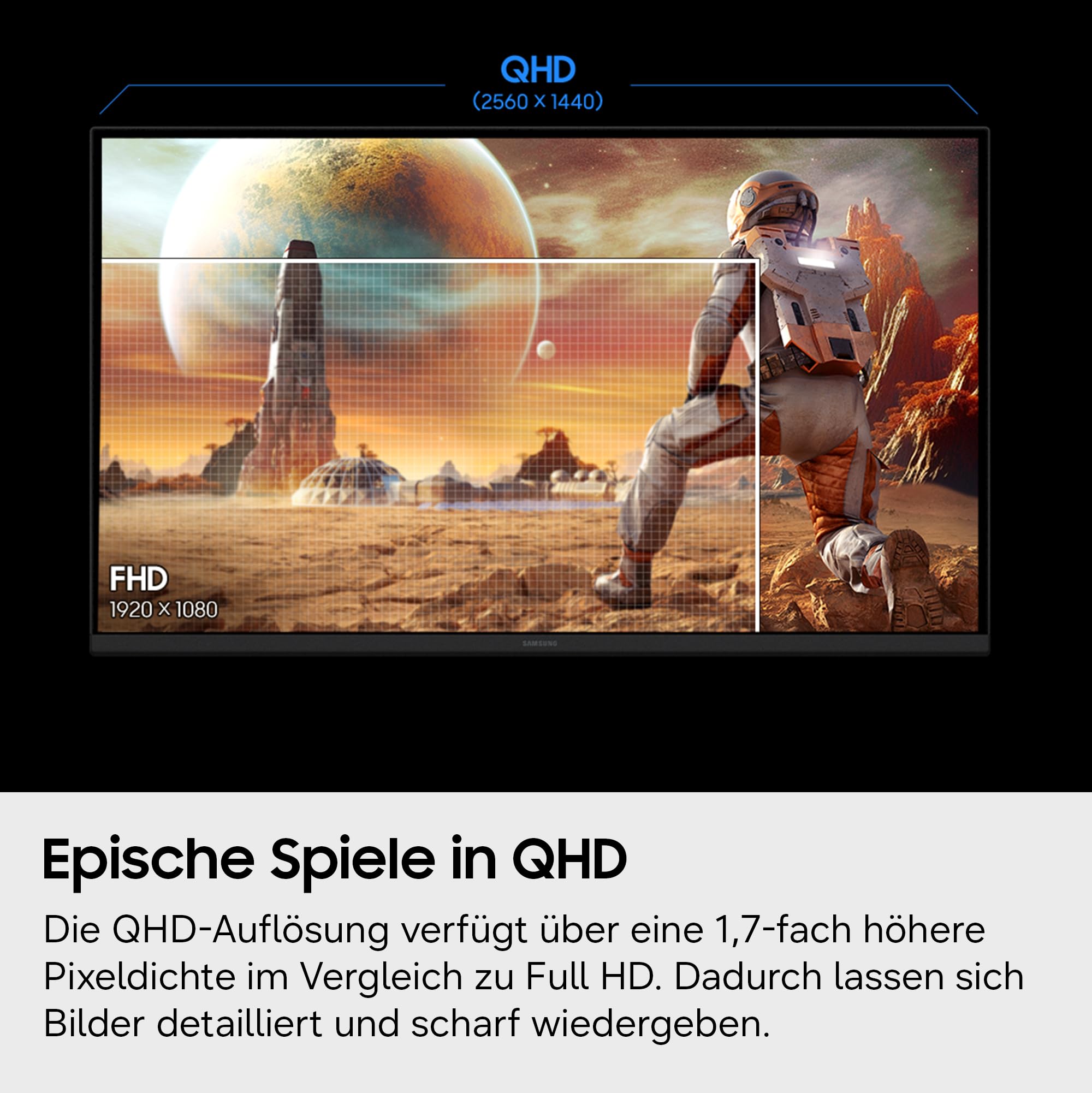 Samsung 27 Zoll Odyssey G50F Gaming Monitor, IPS-Panel, QHD 2560x1440, 180 Hz, 1 ms, AMD FreeSync Premium, NVIDIA G-Sync, HDR10
