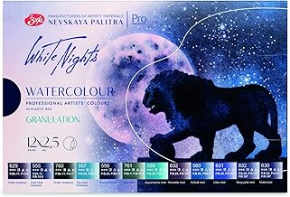 White Nights watercolor of Russian artists in "granulation set", white plastic box with 12 colors granulated in small bowls