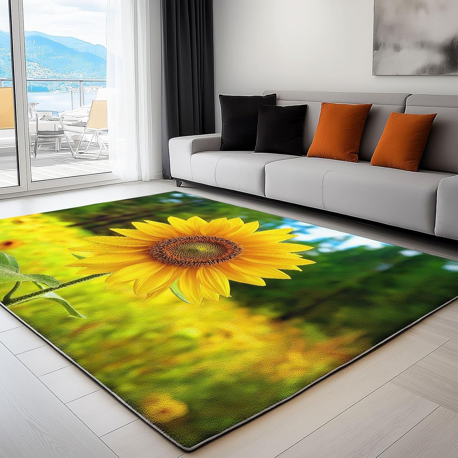 Tapis motifs végétaux lavable en machine 150x210 cm