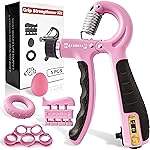 FLYFE Grip Strength Trainer Kit (5 Pack), Forearm Strengthener, Hand Squeezer Adjustable Resistance, Finger Stretcher, Grip Ring, Relief Ball and Finger Exerciser for Men and Women, Injury Recovery