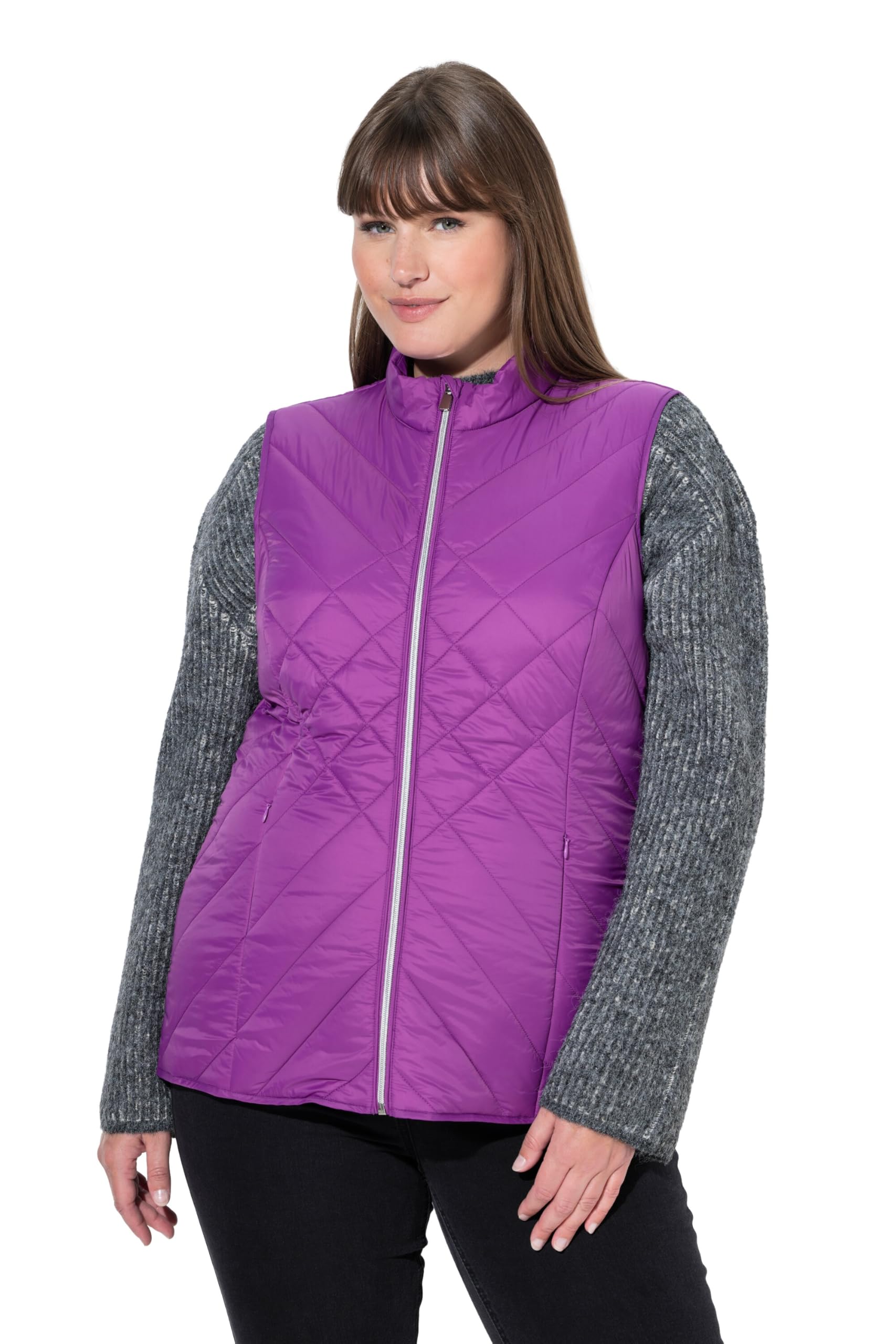 Ulla Popken Damen große Größen Übergrößen Plus Size HYPRAR Funktions-Steppweste, Kontrastfutter, wasserabweisend 840047