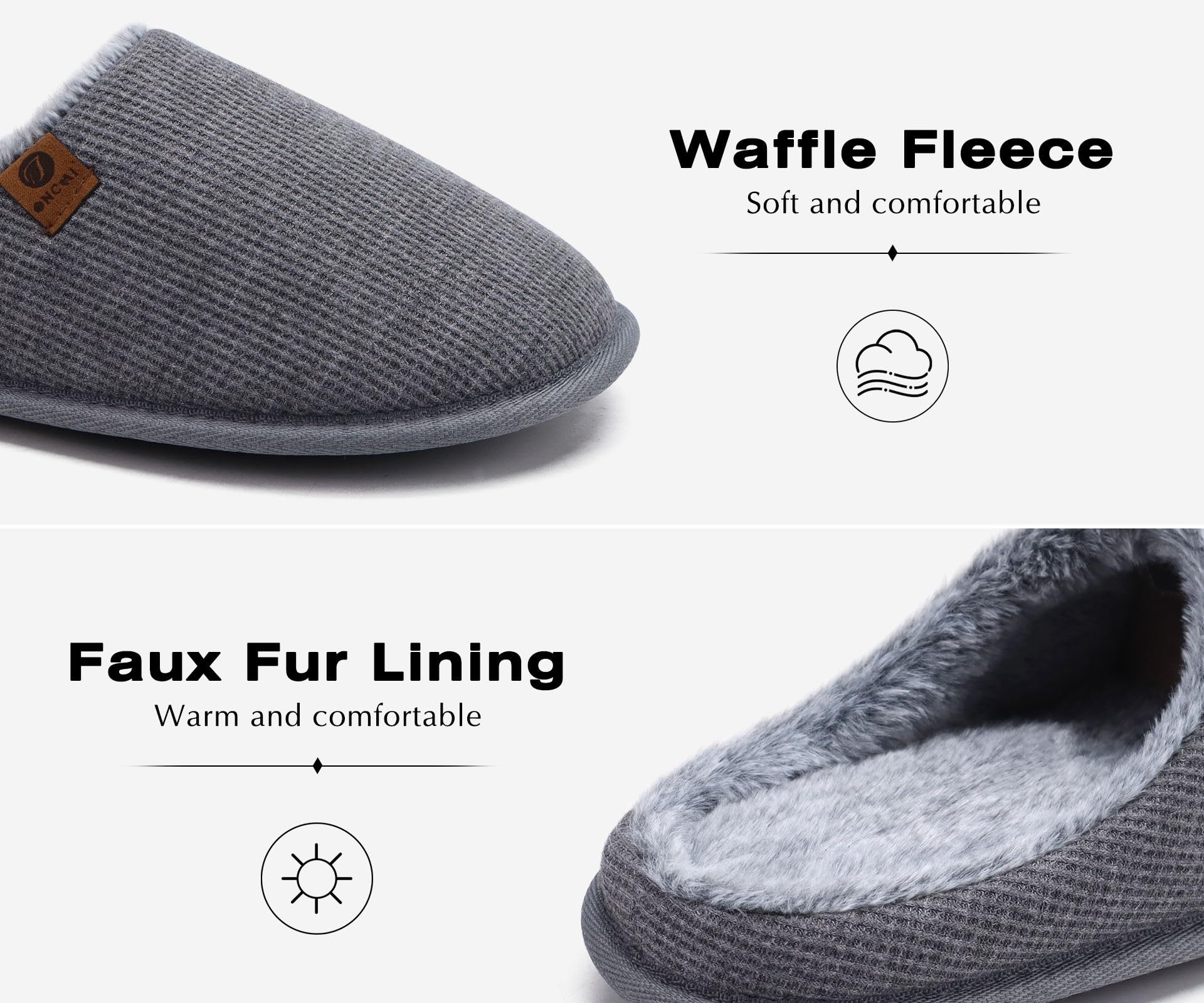 ONCAI Pantofole da Uomo Invernali Ciabatte da Casa con Memory Foam Calde Pelliccia Sintetica Cotone Scarpe Accogliente Antiscivolo Suola EU Dimensione 40-49